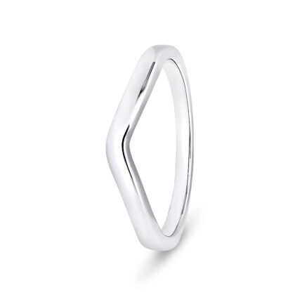 9k White Gold Plain Wishbone Wedding Band Ring - 2 mm