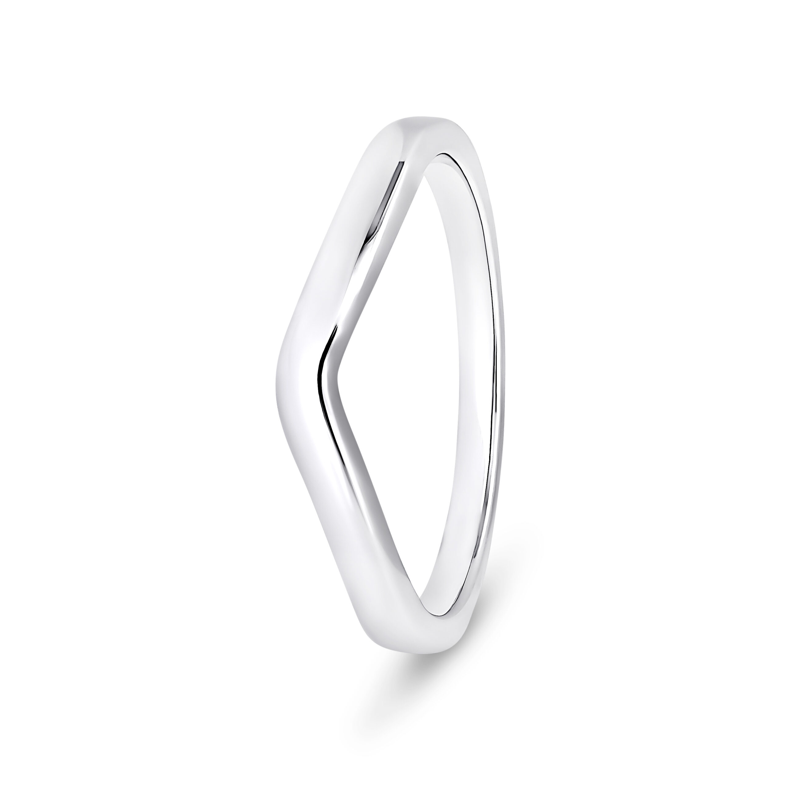 9k White Gold Plain Wishbone Wedding Band Ring - 2 mm - Image 1