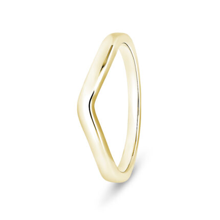 18k Yellow Gold Plain Wishbone Wedding Band Ring - 2 mm
