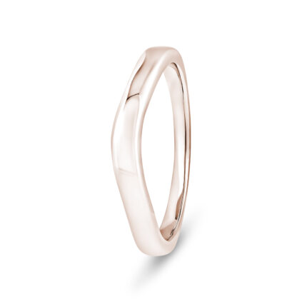 9k Rose Gold Plain V-Shape Wedding Band Ring - 2 mm