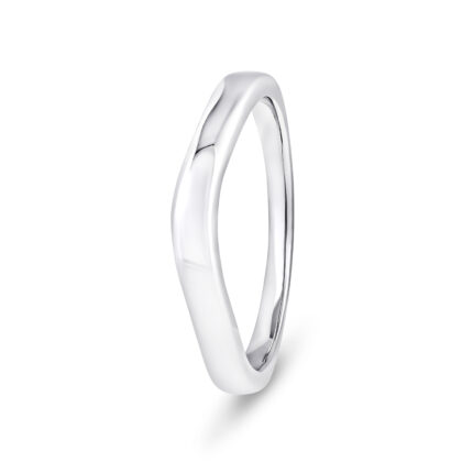 18k White Gold Plain V-Shape Wedding Band Ring - 2 mm