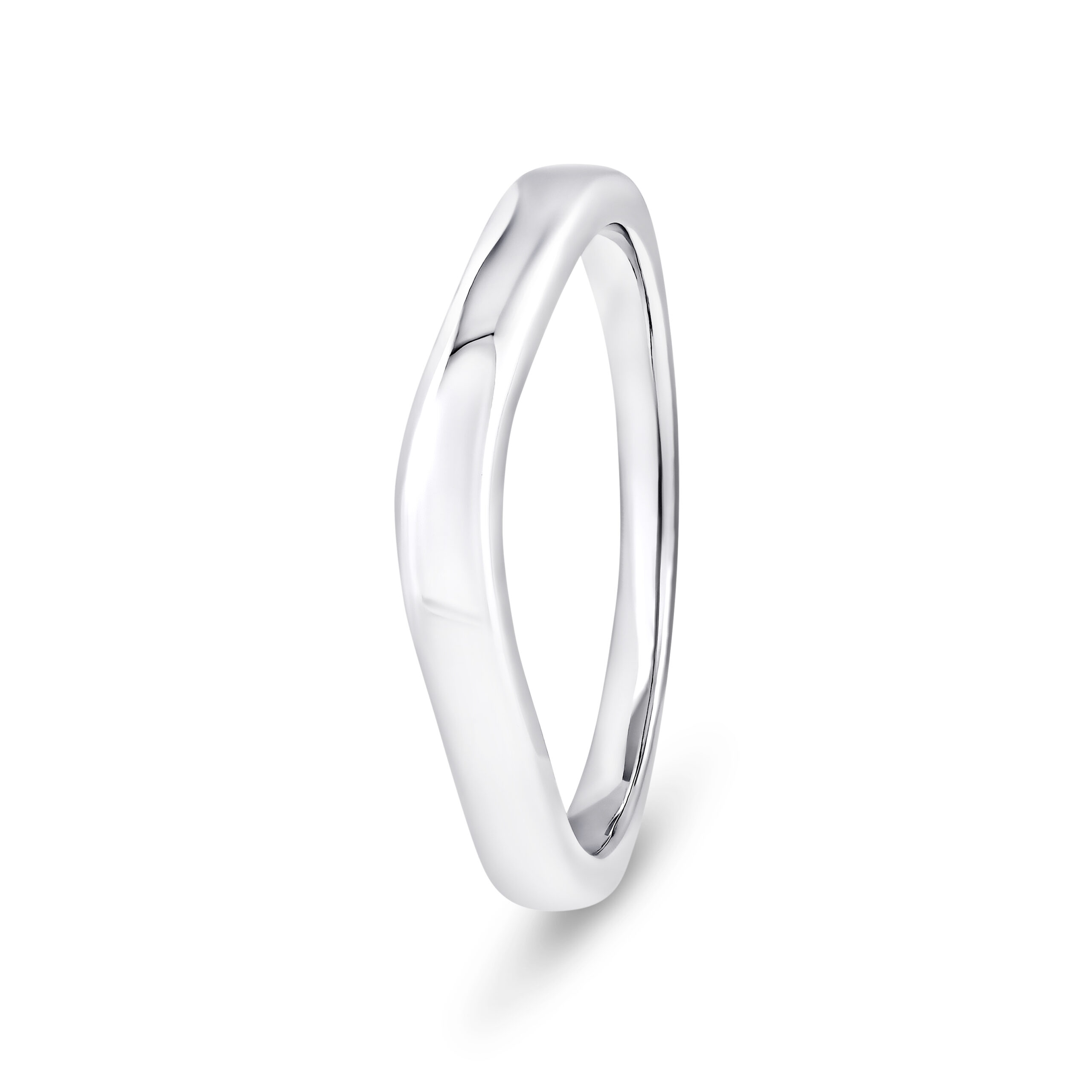 18k White Gold Plain V-Shape Wedding Band Ring - 2 mm - Image 1