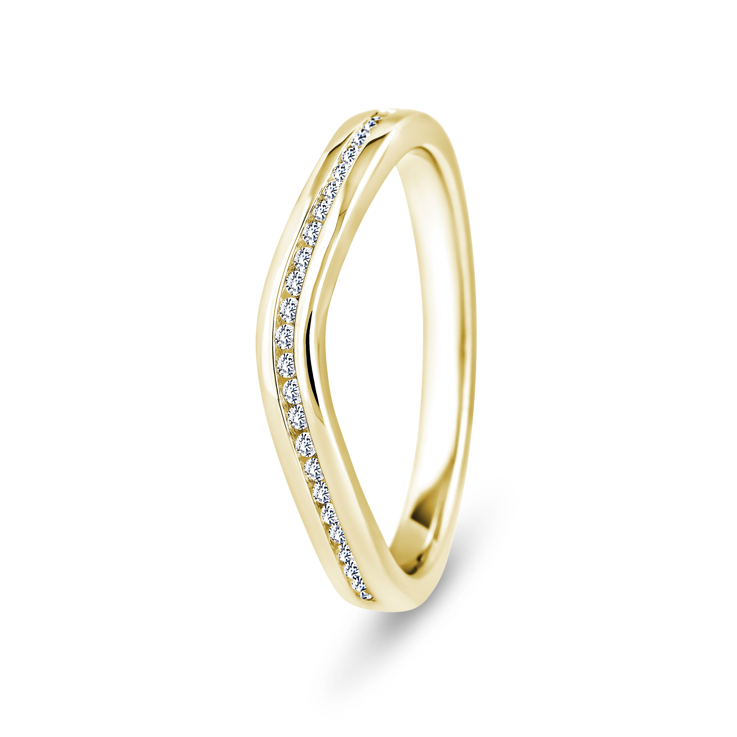 9k Yellow Gold Wishbone LG Diamond Channel Set Eternity Ring - 2.5 mm - Image 1