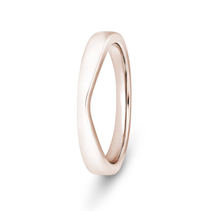 9k Rose Gold Plain Slight V-Shape Wedding Band Ring - 3 mm
