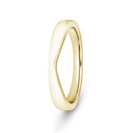 18k Yellow Gold Plain Slight V-Shape Wedding Band Ring - 3 mm