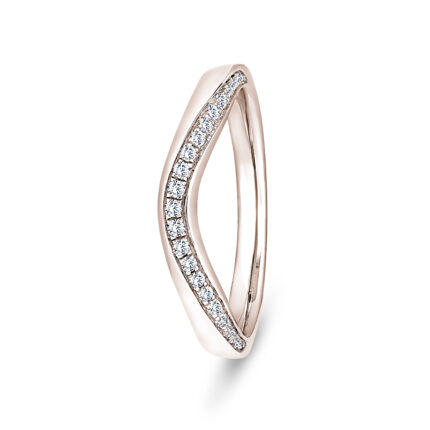 18k Rose Gold V-Shaped Diamond Channel Set Eternity Ring - 3 mm