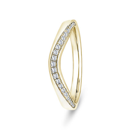 9k Yellow Gold V-Shaped LG Diamond Channel Set Eternity Ring - 3 mm