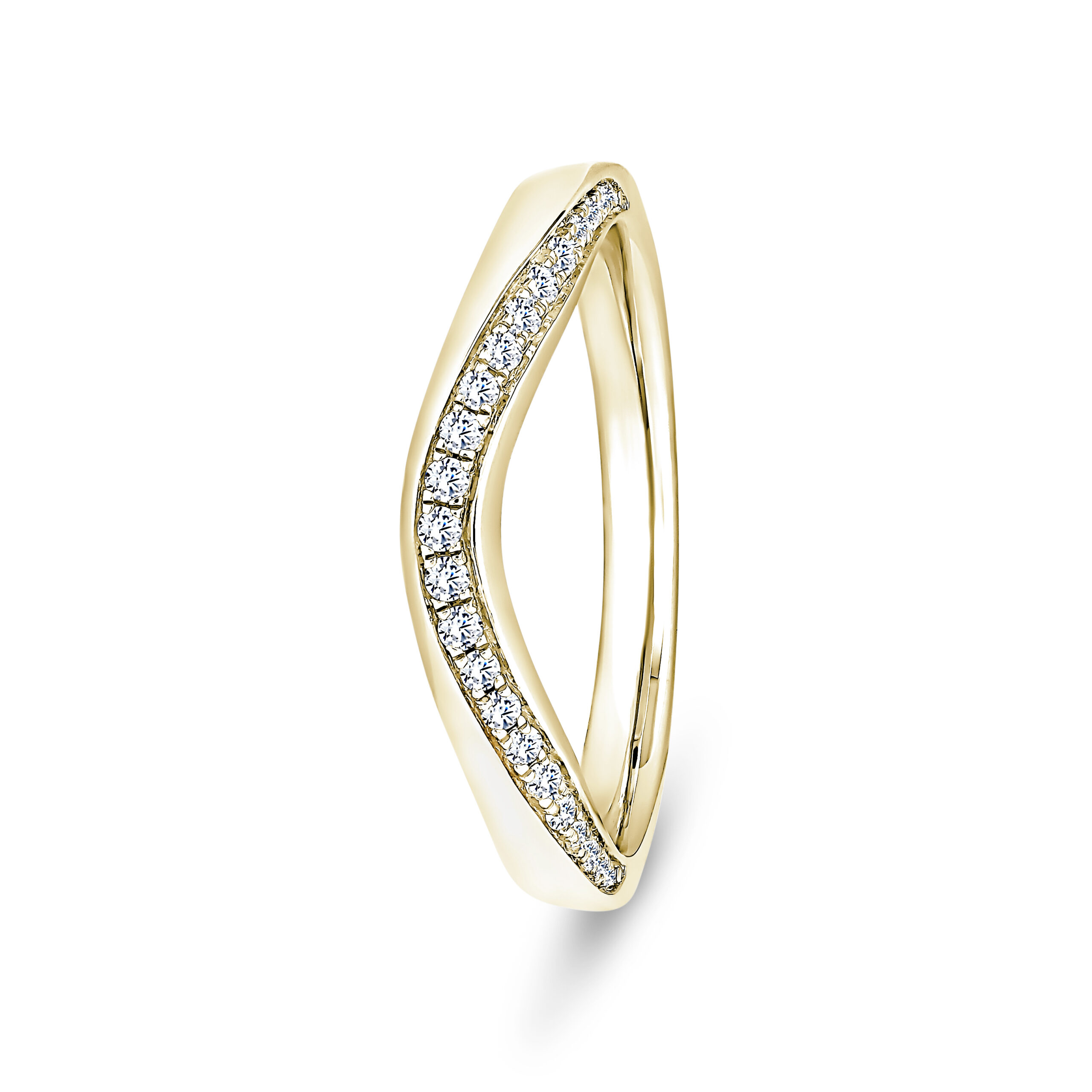 9k Yellow Gold V-Shaped LG Diamond Channel Set Eternity Ring - 3 mm - Image 1