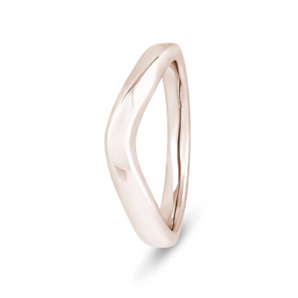 9k Rose Gold Plain V-Shape Wedding Band Ring - 3 mm