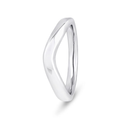 9k White Gold Plain V-Shape Wedding Band Ring - 3 mm