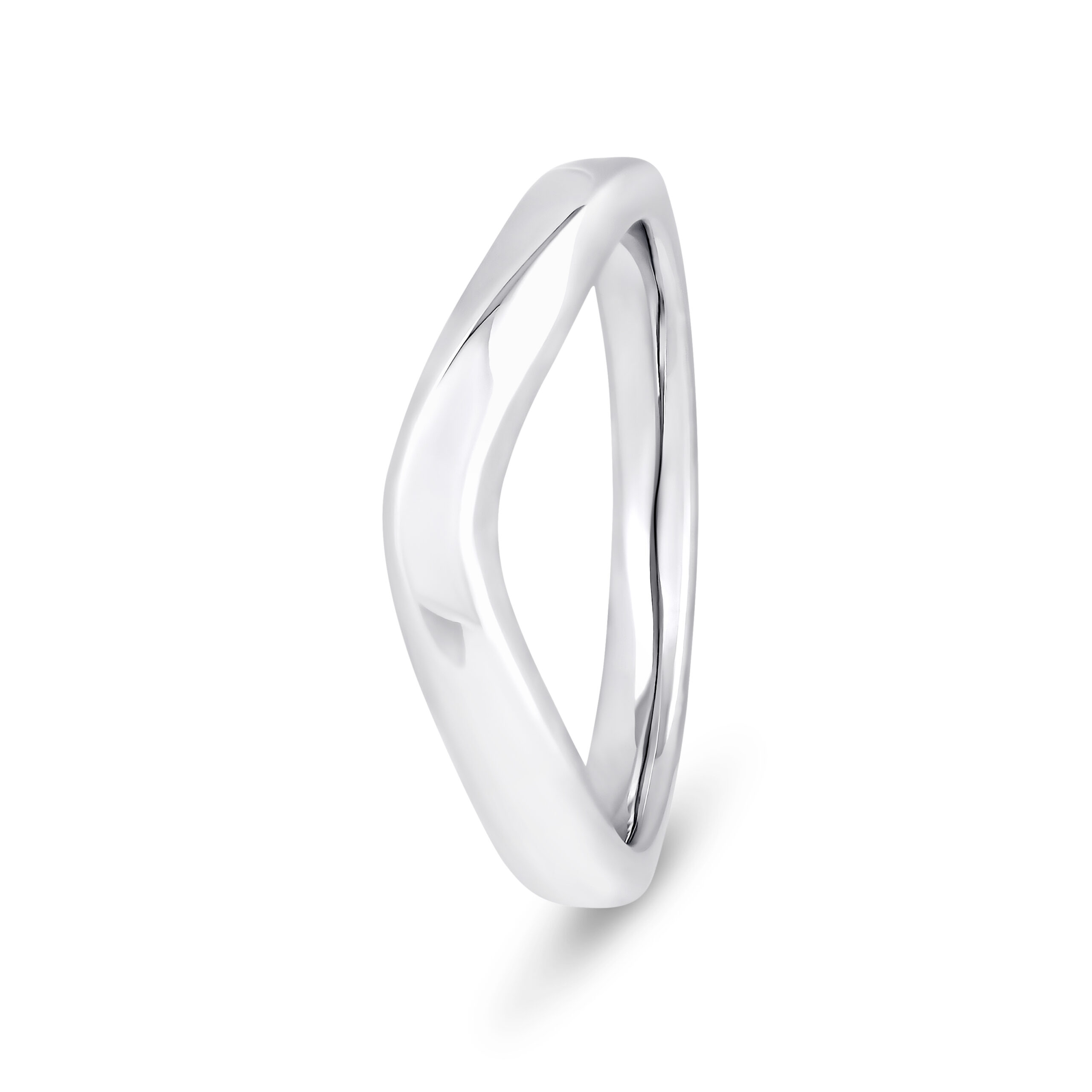 9k White Gold Plain V-Shape Wedding Band Ring - 3 mm - Image 1