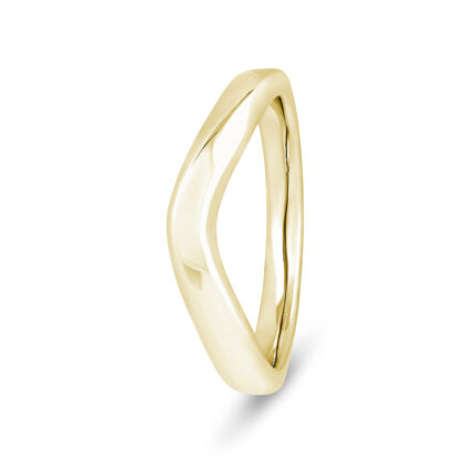 18k Yellow Gold Plain V-Shape Wedding Band Ring - 3 mm