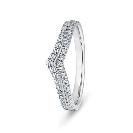 9k White Gold Double Row Wishbone LG Diamond Eternity Ring