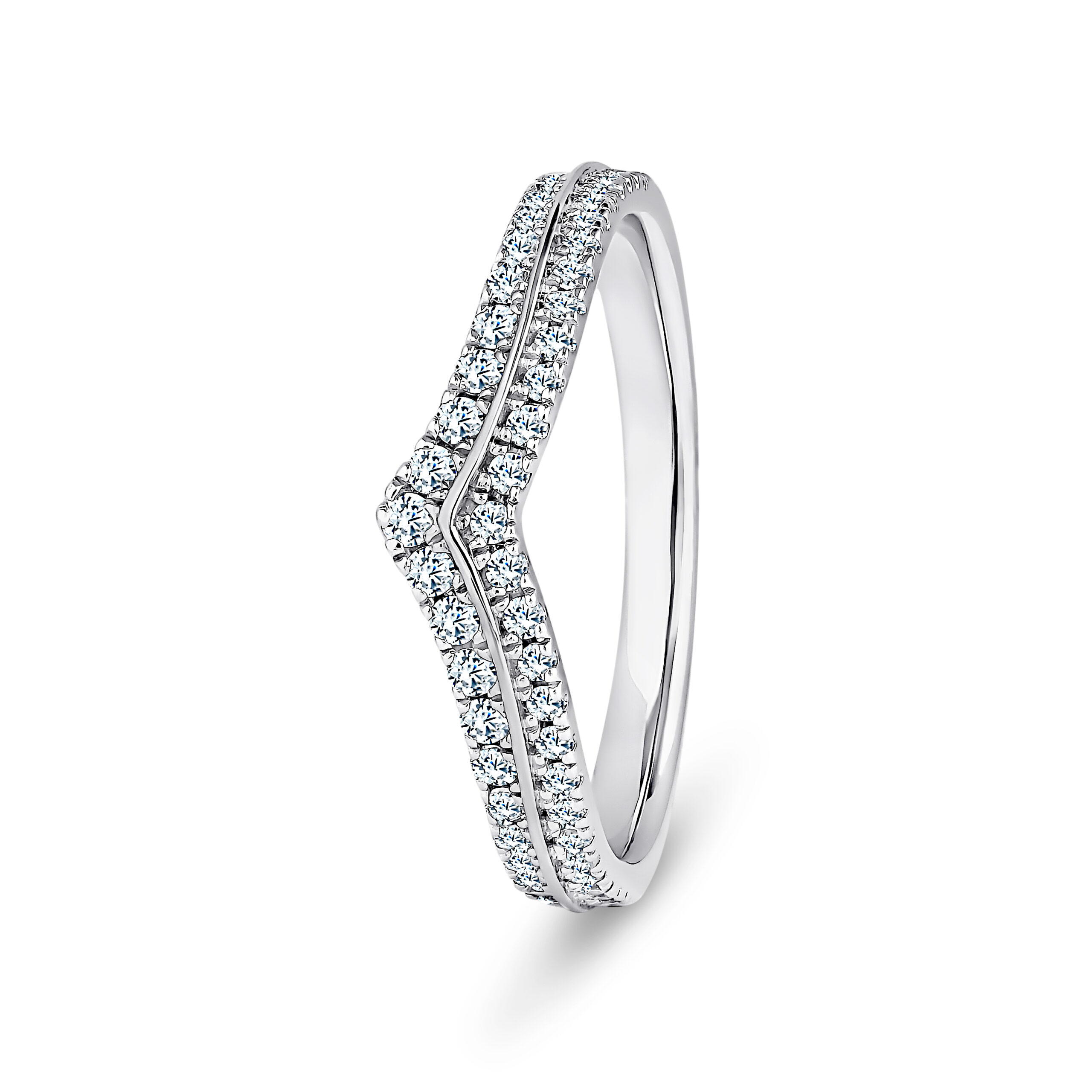 9k White Gold Double Row Wishbone LG Diamond Eternity Ring - Image 1