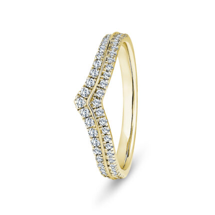 9k Yellow Gold Double Row Wishbone LG Diamond Eternity Ring