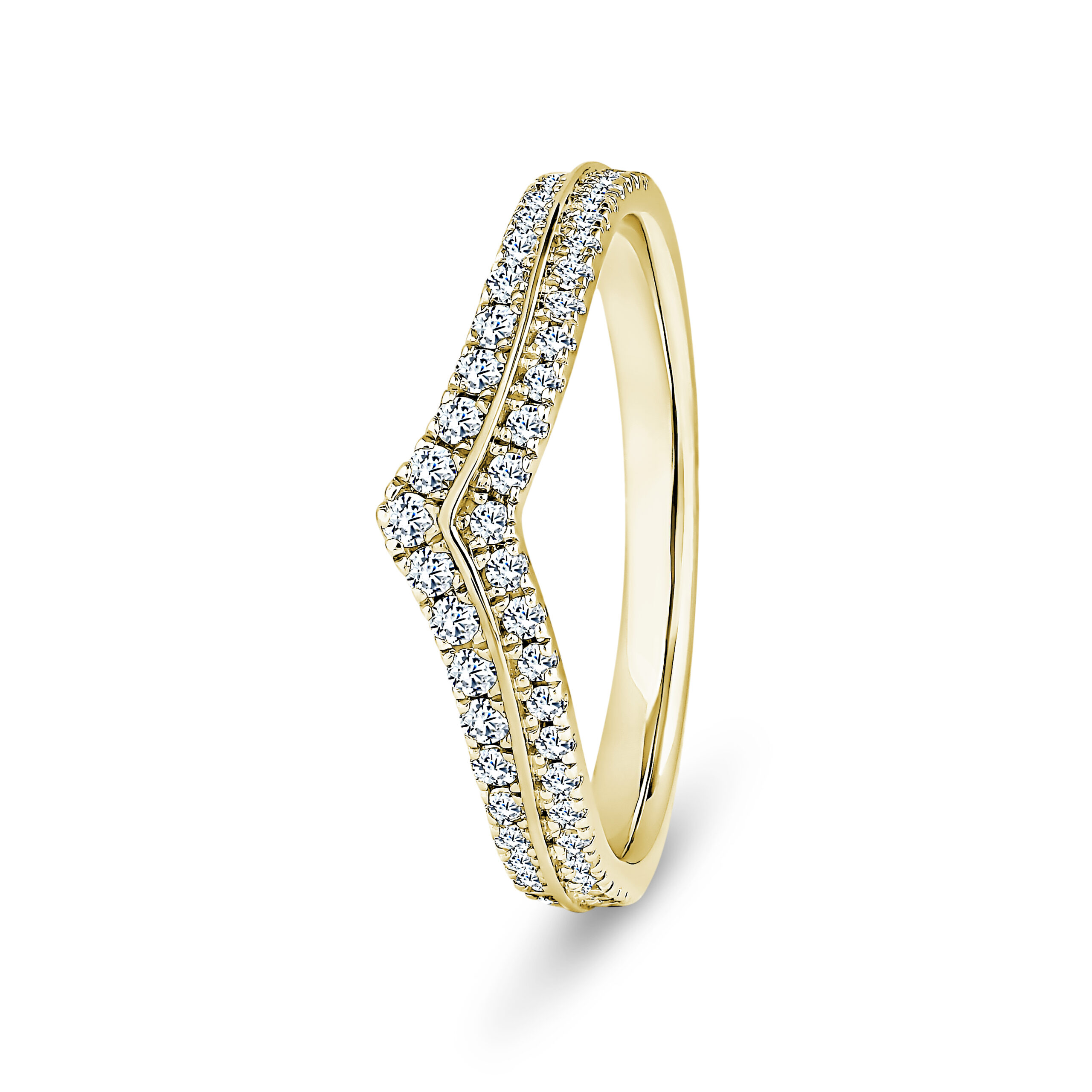 9k Yellow Gold Double Row Wishbone LG Diamond Eternity Ring - Image 1