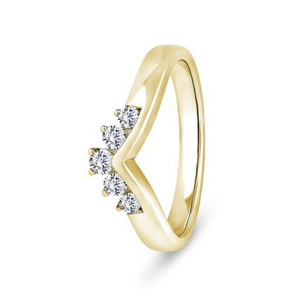 9k Yellow Gold Tiara Wishbone LG Diamond Eternity Ring - 3 mm