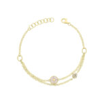9k Yellow Gold Ladies Bracelet White Enamel North Star Bracelet