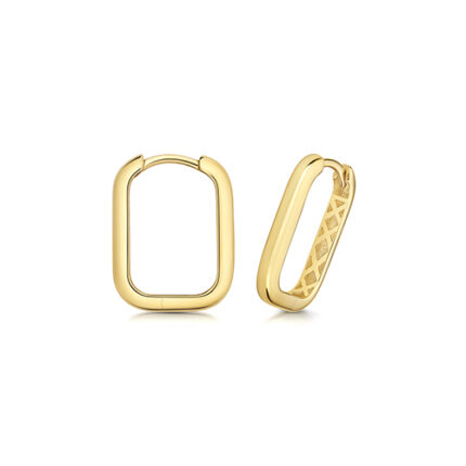 9k Yellow Gold Rectangle Clicker Earrings - 2.5 mm