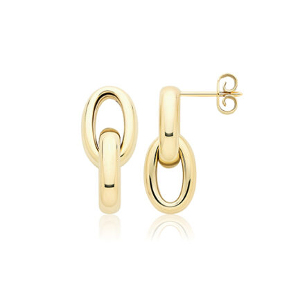 9k Yellow Gold Double Oval Drop Earrings - 23 x 9.5 mm