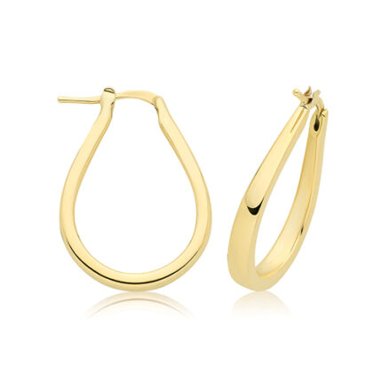 9k Yellow Gold Teardrop Hoop Earrings - 28.5 x 21 mm