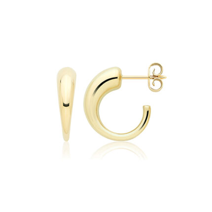 9k Yellow Gold Graduated Hoop Earrings - 18x16 mm