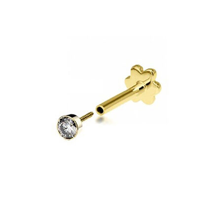 9k Yellow Gold Cz Cartilage Stud - 4 Different Sizes