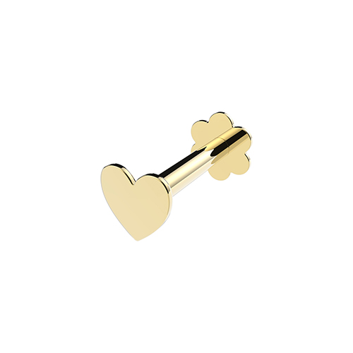 9k Yellow Gold Heart Cartilage Stud - THES2034 - Image 1