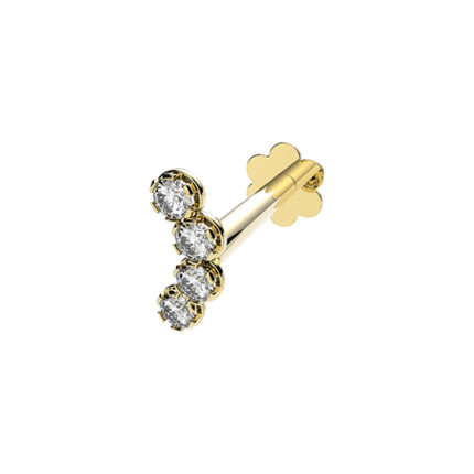 9k Yellow Gold Cz Curved Bar Cartilage Stud - THES2038