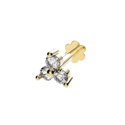 9k Yellow Gold 3 Pointed Flower Cz Cartilage Stud - THES2039