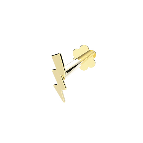 9k Yellow Gold Plain Lightning Bolt Cartilage Stud - THES2042 - Image 1