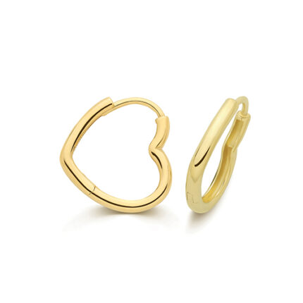 9k Yellow Gold Heart Shape Clicker Earrings - 15x14 mm