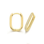 9k Yellow Gold Cz Rectangle Clicker Earrings - 2 Different Sizes