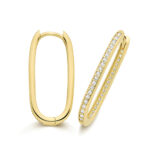 9k Yellow Gold Cz Rectangle Clicker Earrings - 2 Different Sizes - Image 2