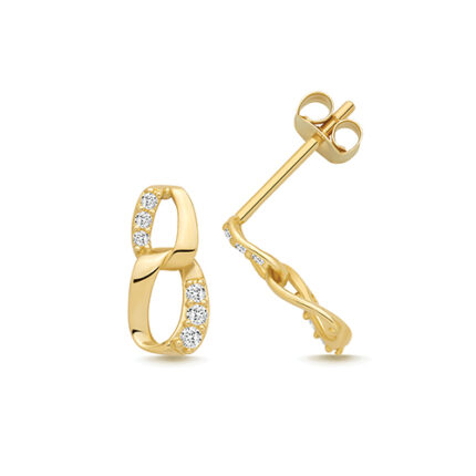 9k Yellow Gold Stone Set Double Linked Drop Earrings - 10.5x5 mm