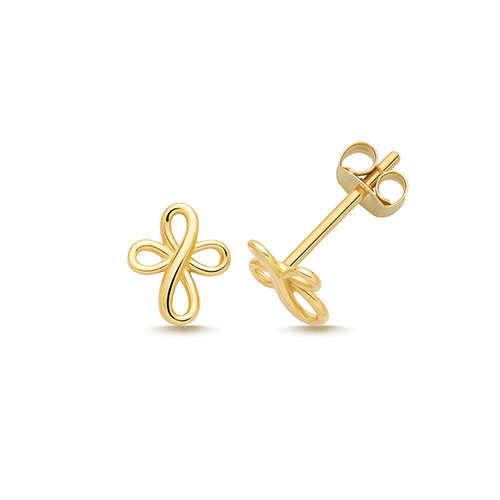 9k Yellow Gold Double Infinity Stud Earrings - 7x6 mm - Image 1