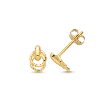 9k Yellow Gold Knot Stud Earrings - 7x4.5 mm