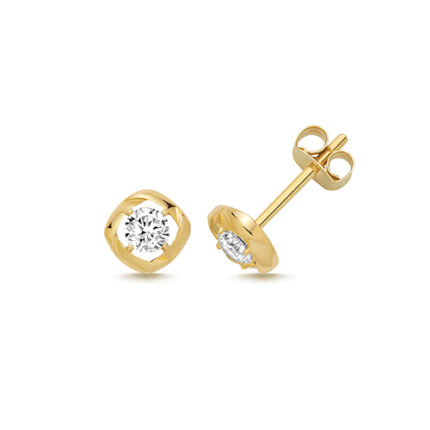9k Yellow Gold Fancy Cz Stud Earrings - 5.5x5.5 mm