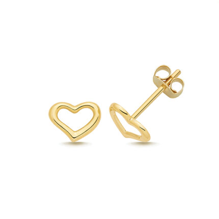 9k Yellow Gold Heart Stud Earrings - 5.5x7 mm