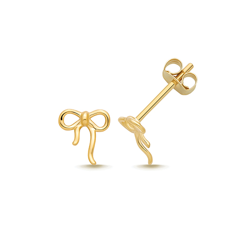 9k Yellow Gold Bow Stud Earrings - 6.5x6 mm - Image 1