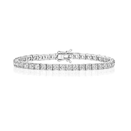 925 Sterling Silver Asscher Cut Claw Set Tennis Bracelet - 4 mm