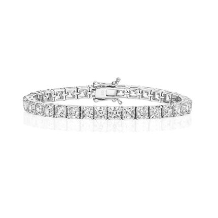 925 Sterling Silver Asscher Cut Claw Set Tennis Bracelet - 5 mm