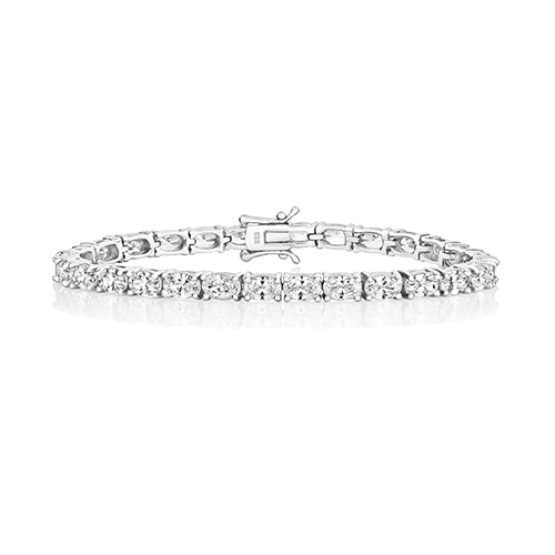 925 Sterling Silver Horizontal Oval Cut Claw Set Tennis Bracelet - 6x4 mm - Image 1