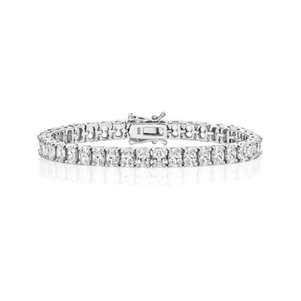 925 Sterling Silver Vertical Oval Cut Claw Set Tennis Bracelet - 6x4 mm