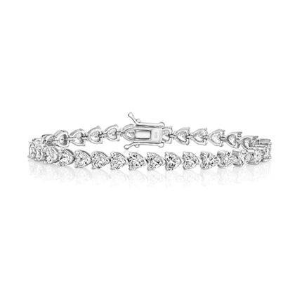 925 Sterling Silver Heart Cut Claw Set Tennis Bracelet - 5 mm