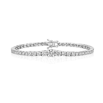 925 Sterling Silver Graduated Round Claw Set Tennis Bracelet
