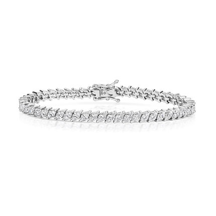 925 Sterling Silver Marquise Cut Claw Set Tennis Bracelet - 5x3 mm