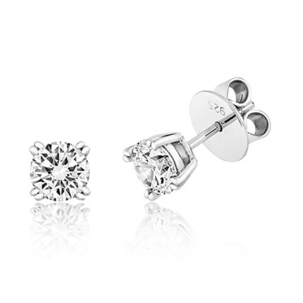 925 Sterling Silver Twin Claw Cz Studs - 6 mm