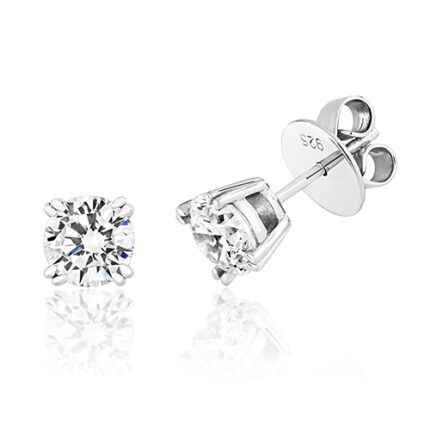 925 Sterling Silver Twin Claw Cz Studs - 6.5 mm