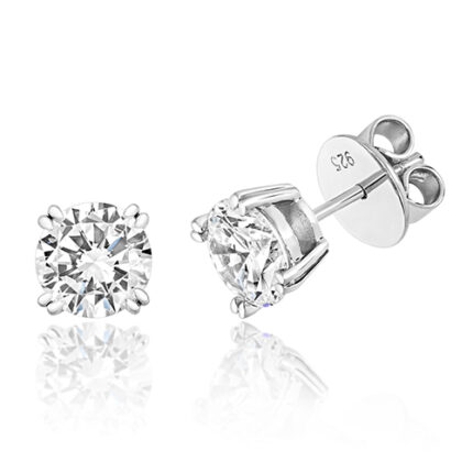 925 Sterling Silver Twin Claw Cz Studs - 7.5 mm